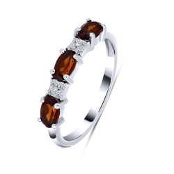 Inel din argint  cu pietre Cubic Zirconia Incolor, Granat