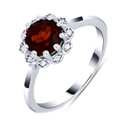 Inel din argint  cu pietre Cubic Zirconia Incolor, Granat