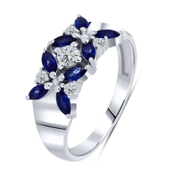 Inel din argint  cu pietre Cubic Zirconia Incolor, Corindon