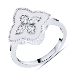 Inel din argint  cu pietre Cubic Zirconia Incolor, Finift