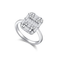 Inel din aur alb cu pietre Diamant