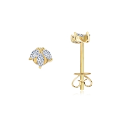 Cercei Pusete din aur galben cu pietre Diamant