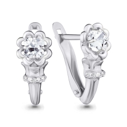 Cercei p-u copii din aur alb cu pietre Cubic Zirconia Incolor