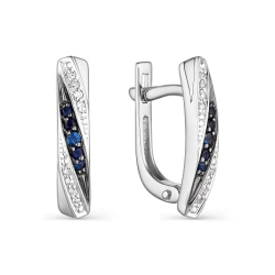 Cercei din aur alb cu pietre Diamant, Safir