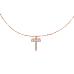 Colier din aur roz cu pietre Diamant
