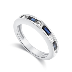 Inel din aur alb cu pietre Diamant, Safir
