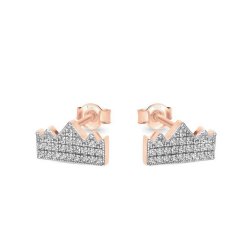 Cercei Pusete din aur roz cu pietre Cubic Zirconia Incolor