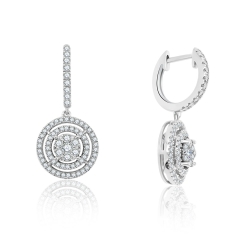 Cercei Creole din aur alb cu pietre Diamant