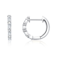 Cercei Creole din aur alb cu pietre Diamant