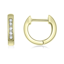 Cercei Creole din aur galben cu pietre Diamant