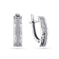Cercei din aur alb cu pietre Cubic Zirconia Incolor
