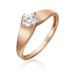 Inel din aur roz cu pietre Cubic Zirconia Incolor