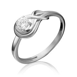 Inel din aur alb cu pietre Cubic Zirconia Incolor