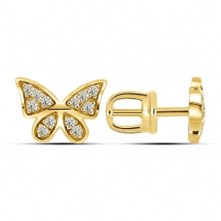 Cercei din aur galben cu pietre Cubic Zirconia Incolor
