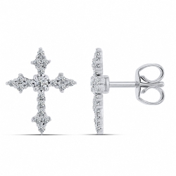 Cercei Pusete din argint  cu pietre Cubic Zirconia Incolor