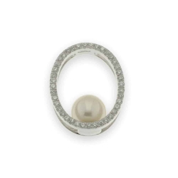 Pandantiv din argint  cu pietre Cubic Zirconia Incolor, Perla Albă