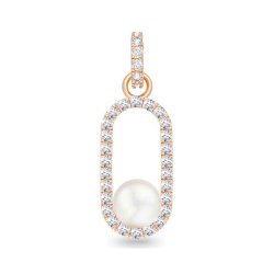 Pandantiv din aur roz cu pietre Cubic Zirconia Incolor, Perla Albă